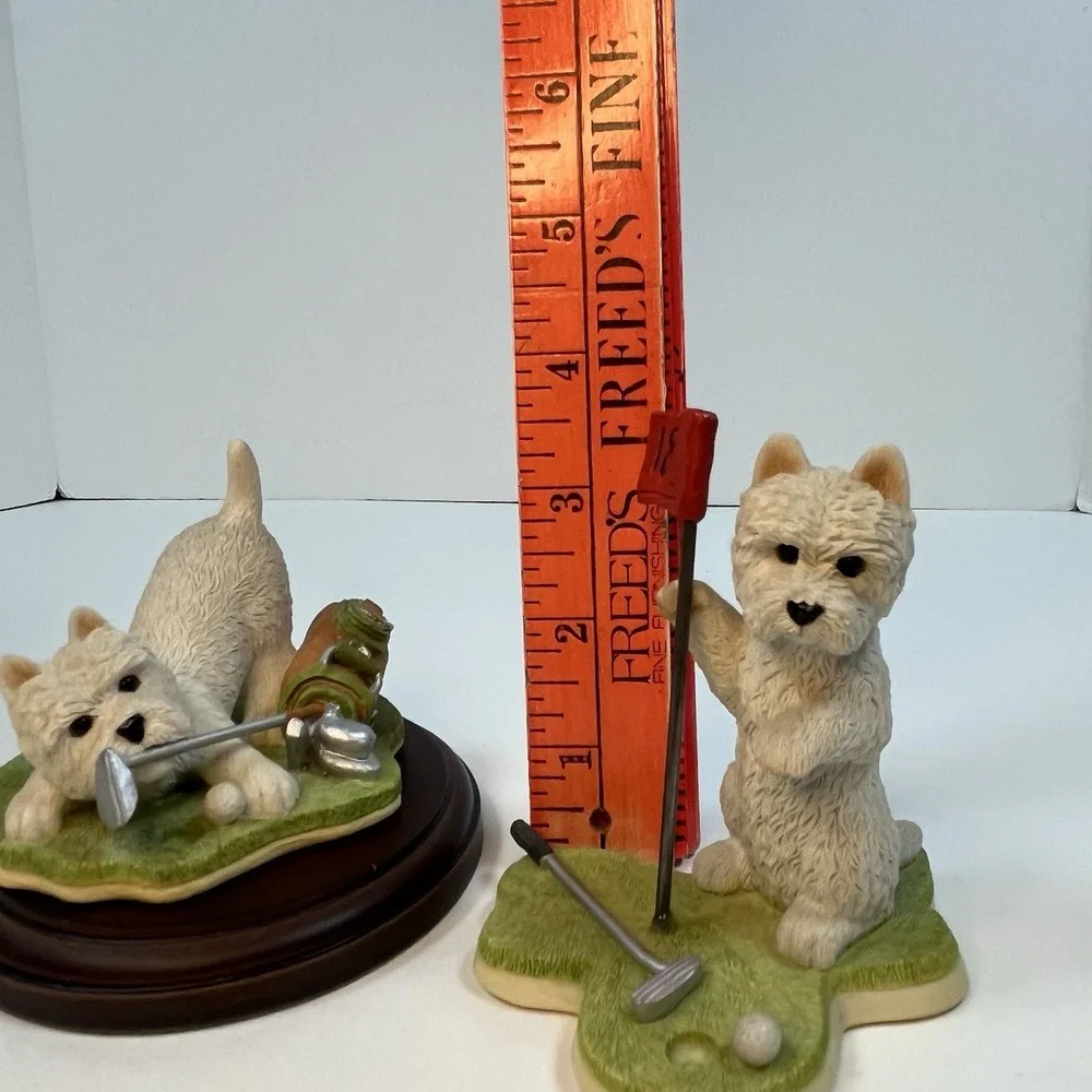 Westie 18th Hole Golfing Figurine Golfer Westie By Peakdale‎ Sculptures England